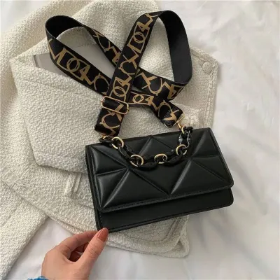Embossed Chain Flap Square Bag